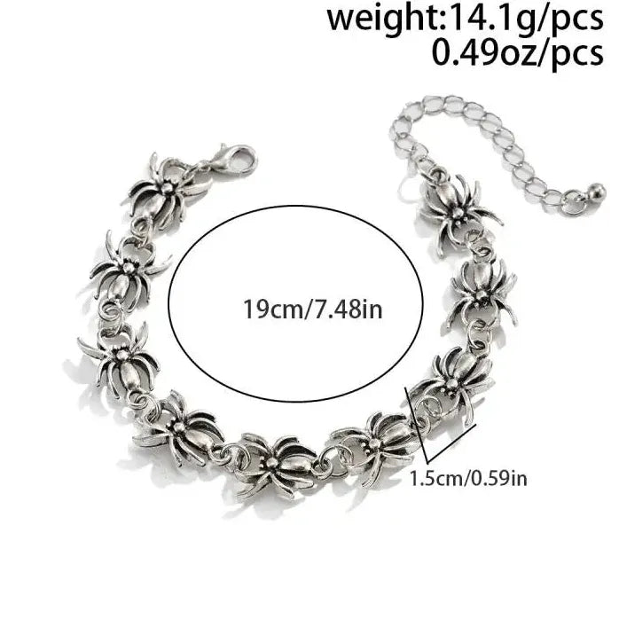 Punk Gothic Spider Bracelet Men Women Metal Chain Jewelry Gift
