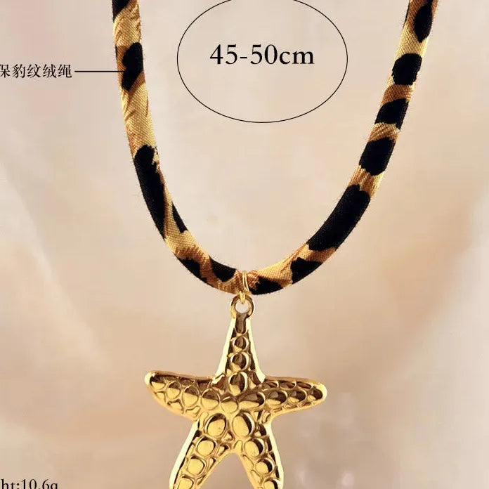 18K Gold Plated Starfish Pendant Necklace Women Spiral Sun Shell Choker Jewelry