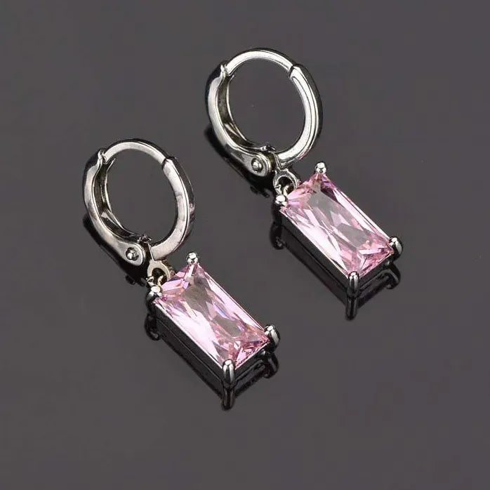 Korean Zircon Crystal Cross Drop Earrings Women Gothic Punk Hip Hop Jewelry