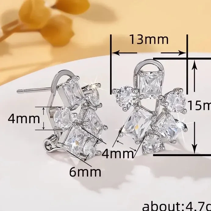 Geometric Cubic Zirconia Stud Earrings for Women Wedding Jewelry