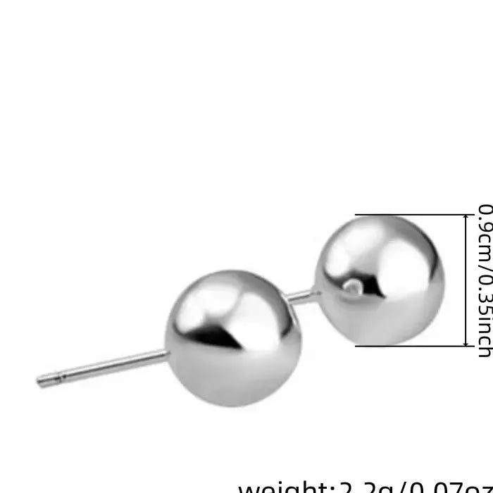 9mm Silver Metal Stud Earrings for Women Zinc Alloy Simple Cute Jewelry Charm
