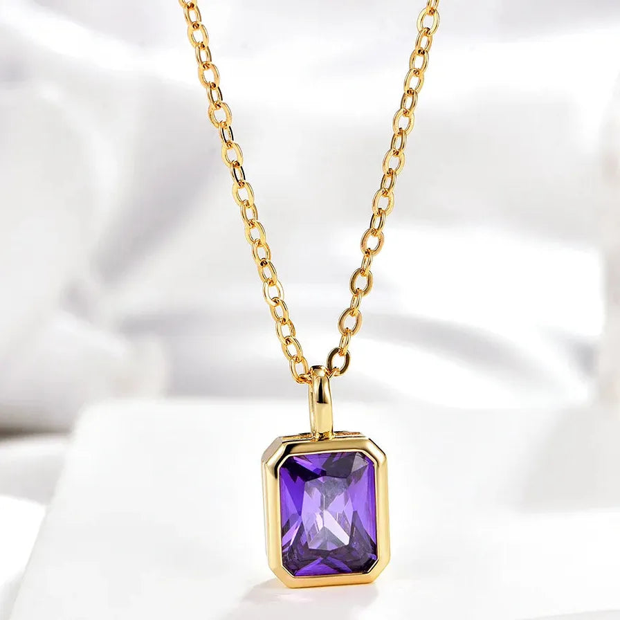 Multicolor Crystal Square Zircon Gold Choker Necklace for Women Party Jewelry