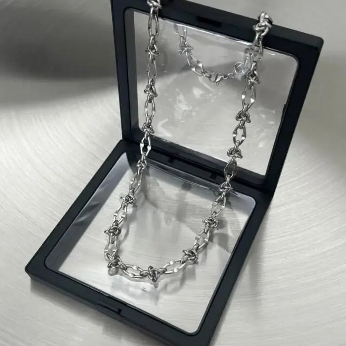 Men's Stainless Steel Knotted Thorn Necklace Hip Hop Silver Pendant Jewelry