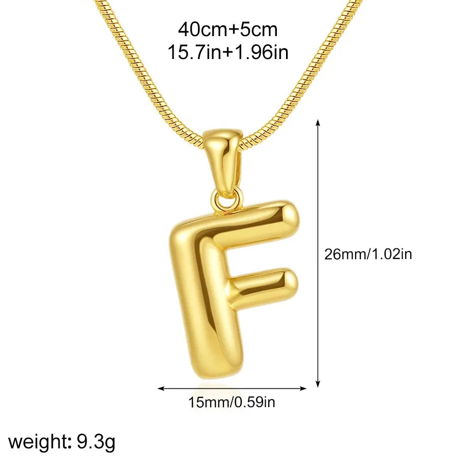 18k Gold Plated Stainless Steel Alphabet Initial Pendant Necklace A-Z for Women