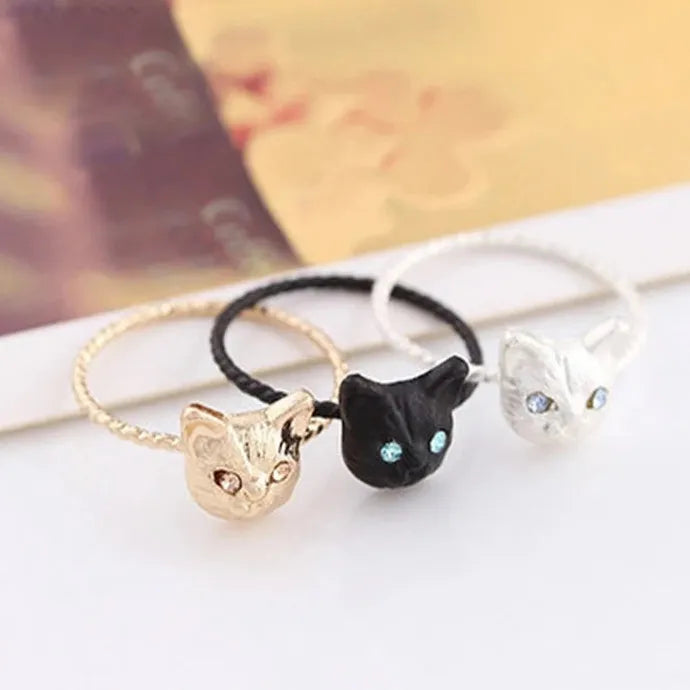 Animal Finger Ring for Women Zinc Alloy Cat Design Anniversary Jewelry