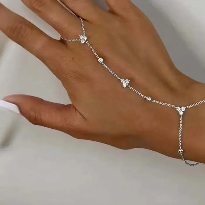2026 Luxury Rhinestone Flower Crystal Adjustable Copper Bracelet for Women Girls