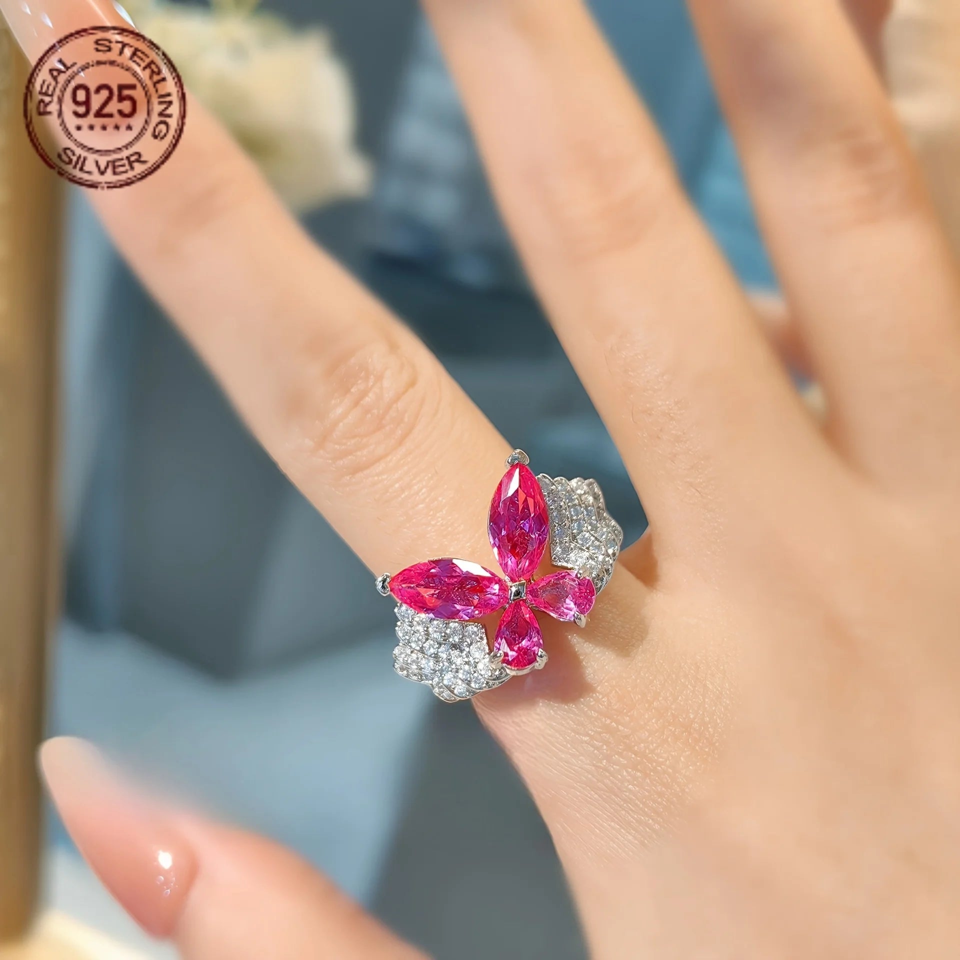 2026 New Arrival 925 Sterling Silver Rings Elegant Butterfly Full Zircon Ladies Wedding Engagement Bridal Ring Fine Jewelry
