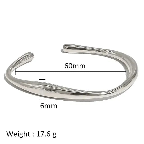 18K Gold Plated Stainless Steel Zircon Rhinestone Twist Open Bangle Bracelet Women
