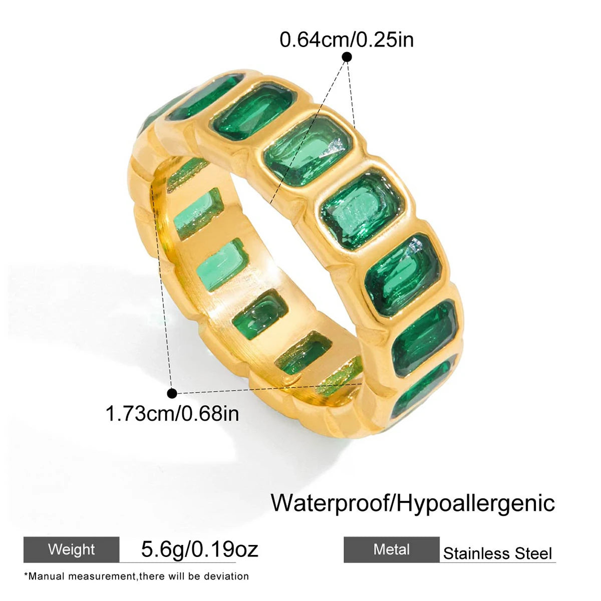 18K Gold Plated 316 Stainless Steel Pink Zircon Waterdrop Knuckle Ring Vintage