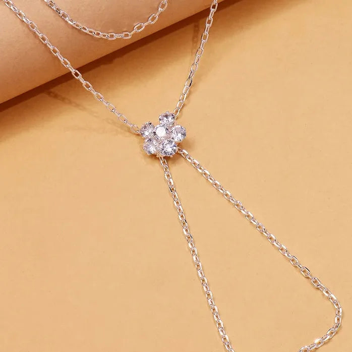 Minimalist Flower Zircon Bracelet for Women Gold Metal Double-Layer Chain Jewelry Charm