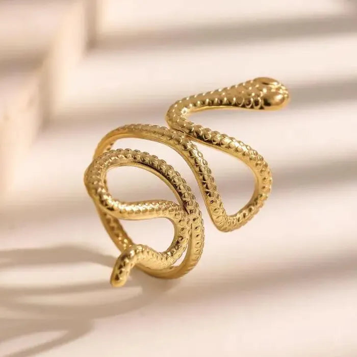 Stainless Steel Serpentine Open Ring Hip-Hop Jewelry for Men Women