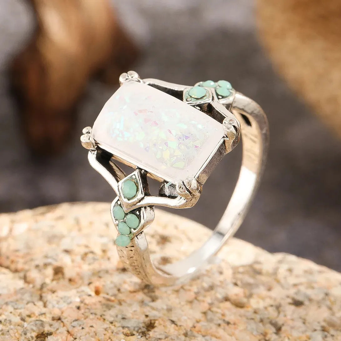 Vintage-Inspired Square Cut Cubic Zirconia Ring Zinc Alloy for Men Women
