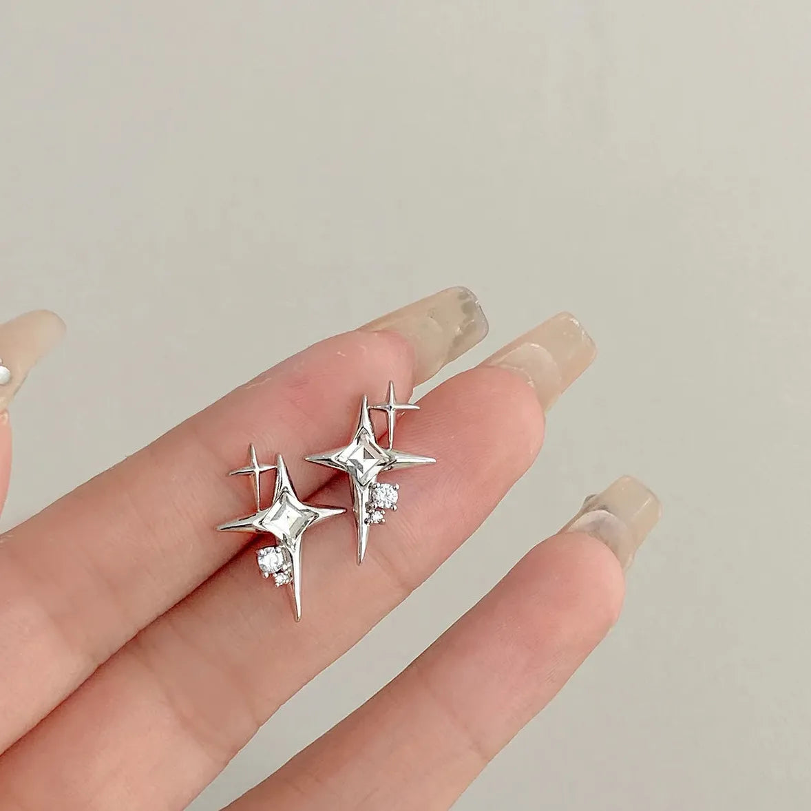 Star Cross Drop Earrings Black Zircon Heart Jewelry for Women Girls