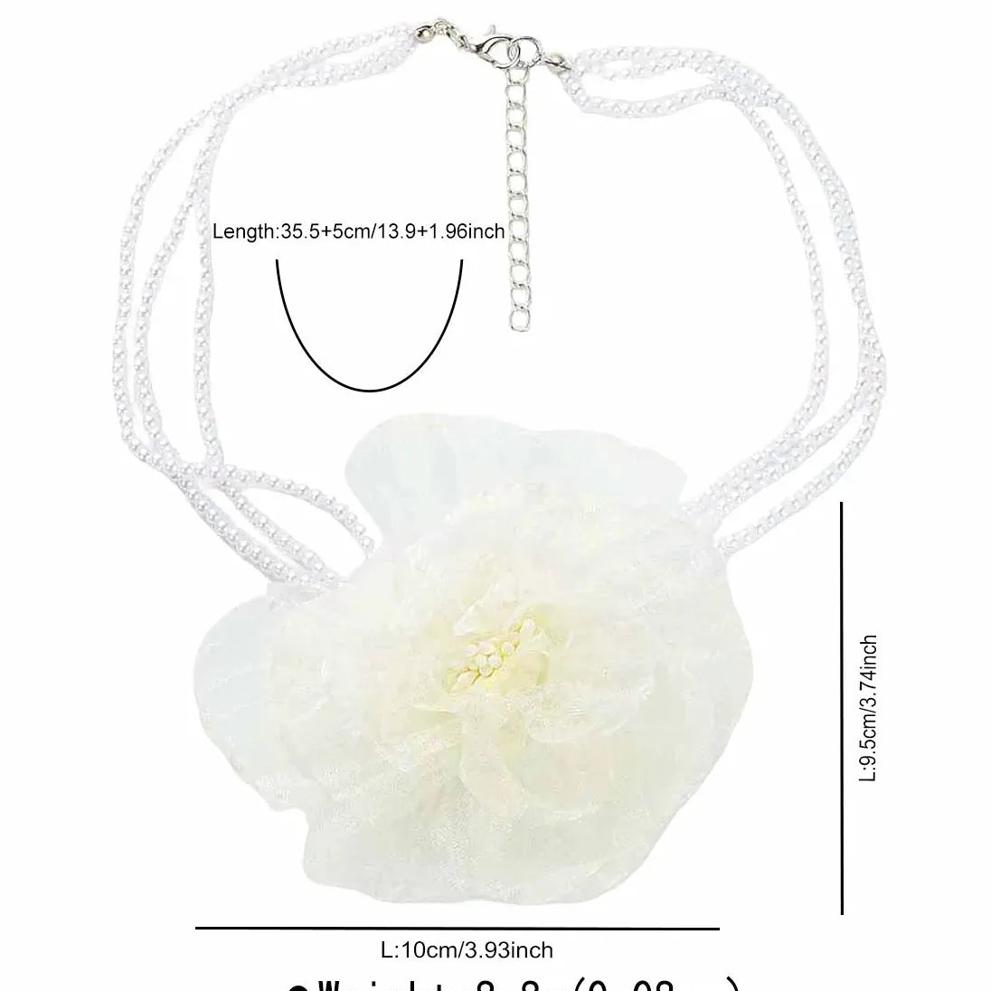 Vintage Multi-Layer Lace Flower Necklace Featuring Imitation Pearl Beads for Women