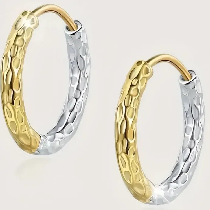 Two Tone Geometric Circle Hoop Earrings for Women Wedding Jewelry