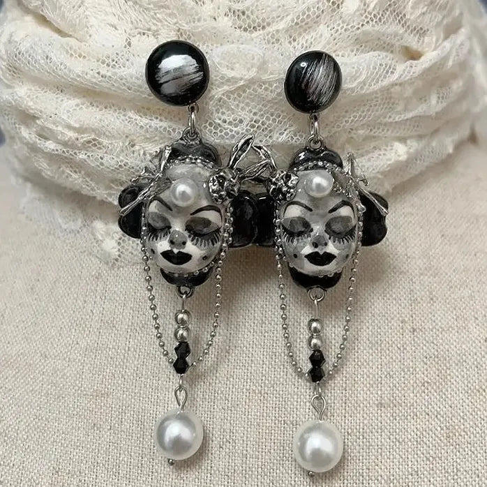 2024 Neo-Gothic Cartoon Ceramic Drop Earrings Unisex Party Gift Jewelry