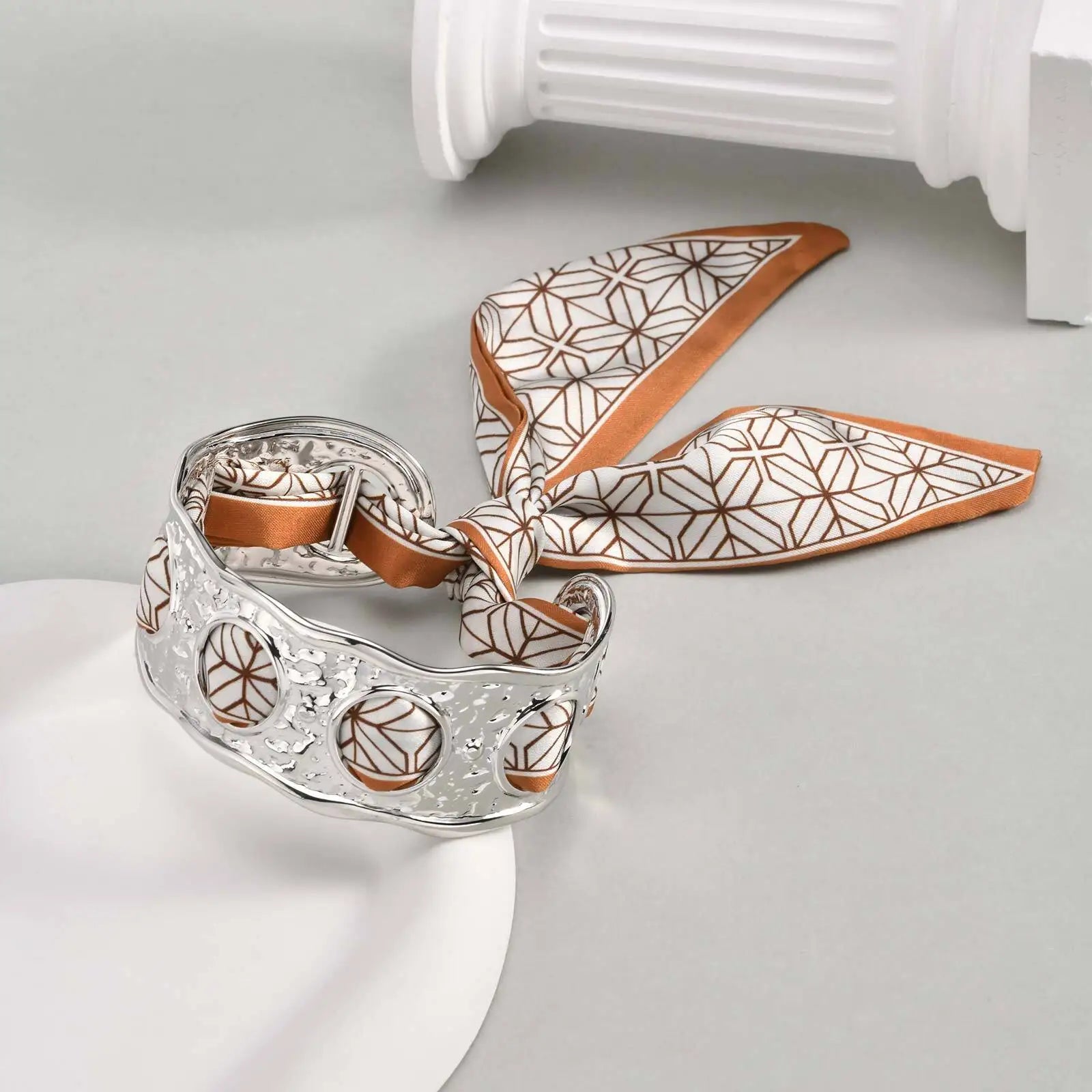 Hollow Wide Chunky Cuff Bangle Bracelet for Women Stainless Steel Gift