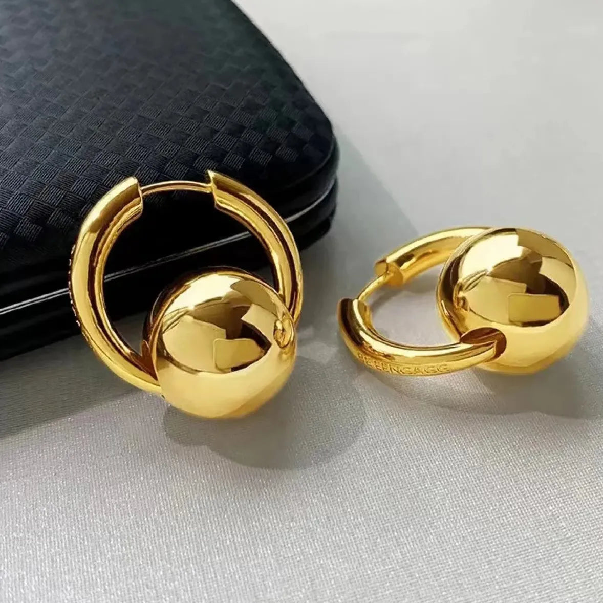 Gold Geometric Ball Hoop Earrings for Women Zinc Alloy Gift 2026