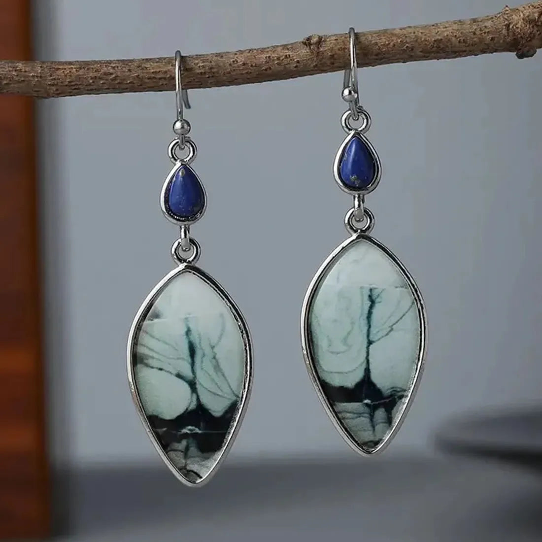 Vintage Multi-Color Rectangular Gemstone Drop Earrings for Women Anniversary Jewelry