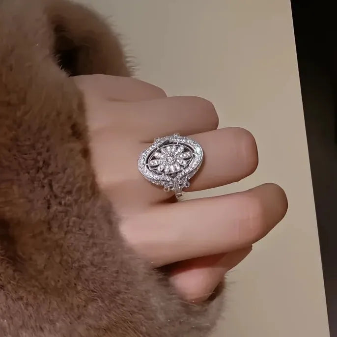 Elegant Hollow Out Brass Cubic Zirconia Women’s Ring for Wedding Party Jewelry