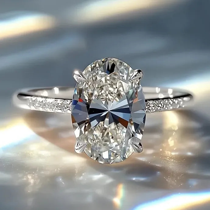 Oval CZ Cubic Zirconia Wedding Party Ring Brass Simple Design for Women