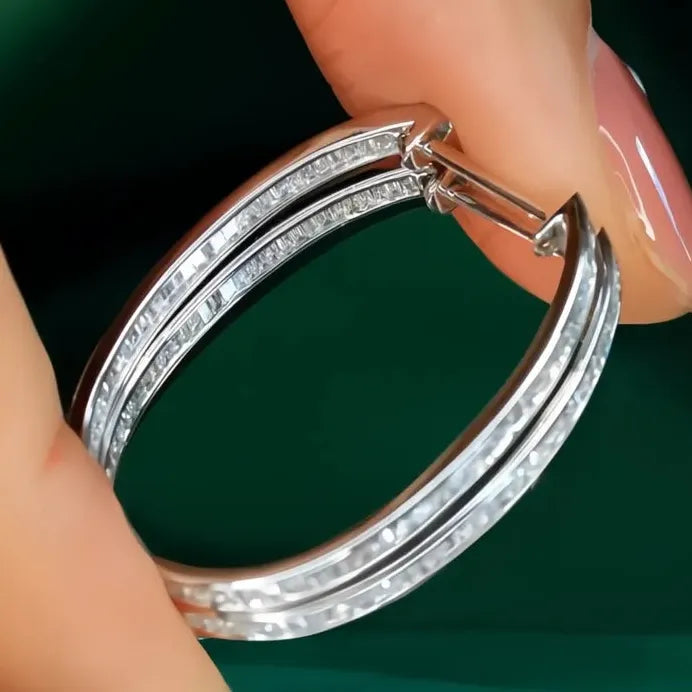 Circle Shaped Hoop Earrings with Sparkling Cubic Zirconia Jewelry