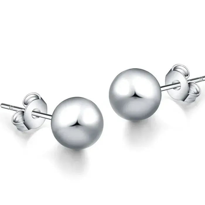 9mm Silver Metal Stud Earrings for Women Zinc Alloy Simple Cute Jewelry Charm