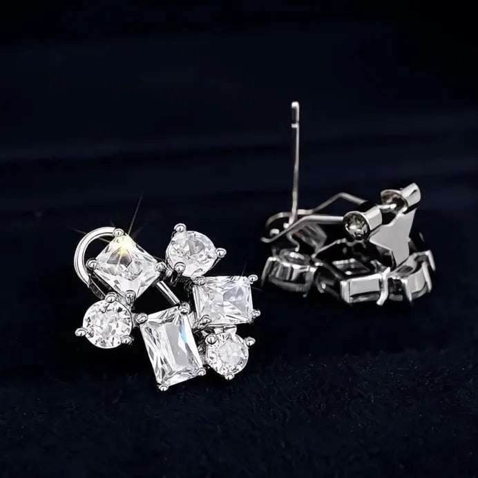 Geometric Cubic Zirconia Stud Earrings for Women Wedding Jewelry