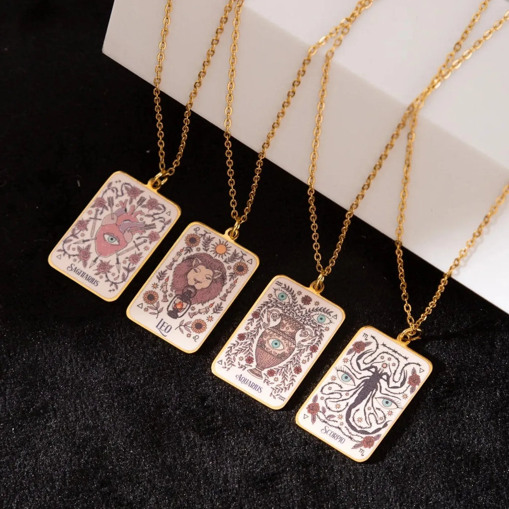 18k Gold Plated Stainless Steel Geometric Pendant Necklace for Women Stylish