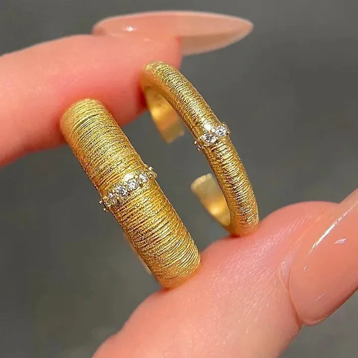 2Pcs Vintage Geometric Zircon Rings for Women Engagement Party Jewelry 2024 Trend