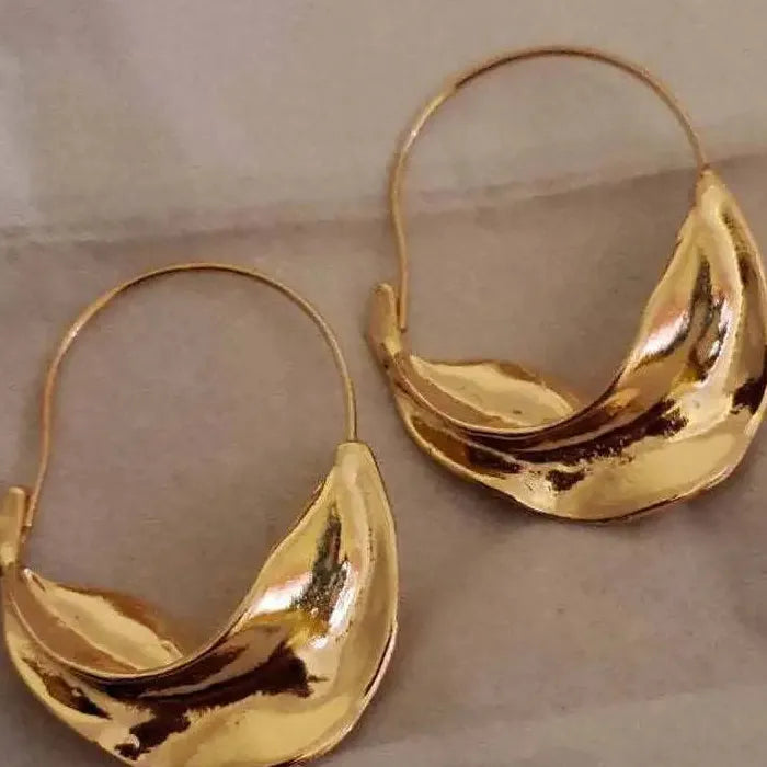 Metal Pleated Geometric Drop Earrings Retro Gold Zinc Alloy Women’s Jewelry