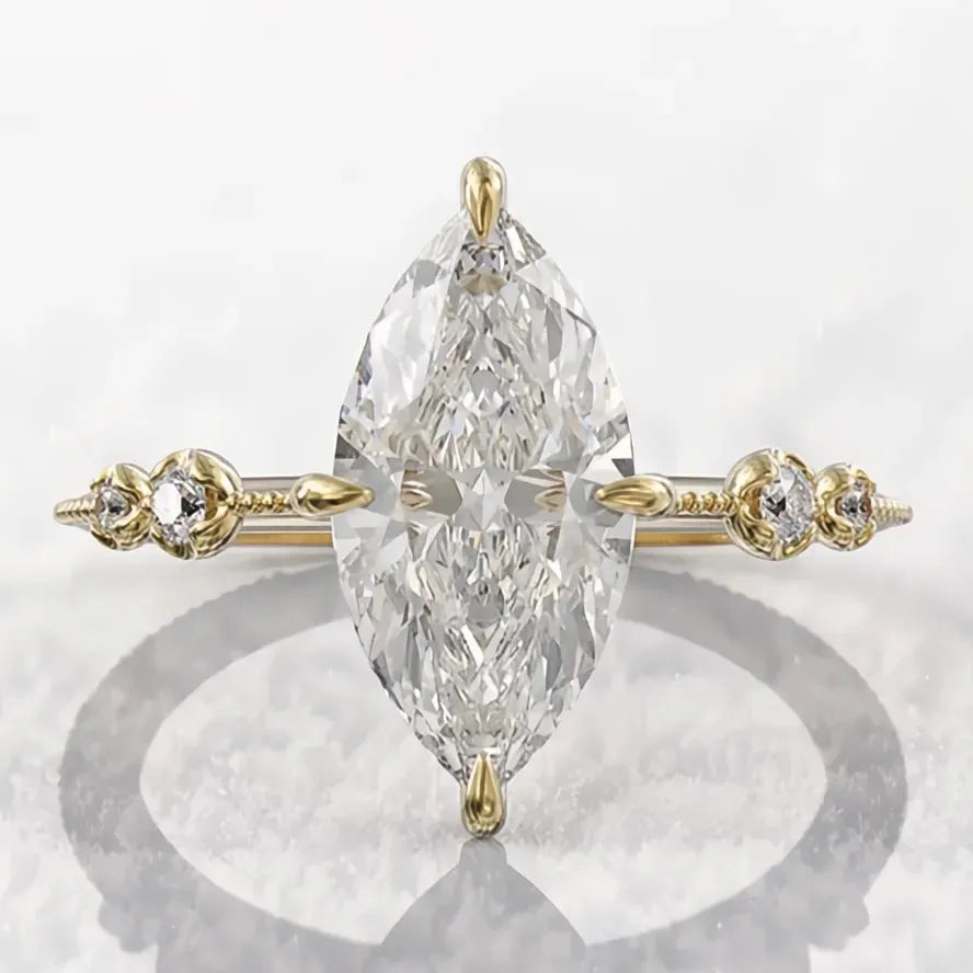 AAA Crystal Marquise Cubic Zirconia Thin Ring for Women Wedding Engagement Fashion Jewelry