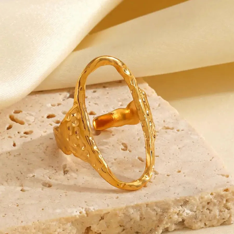 Geometric Oval Open Ring 316L Stainless Steel Punk Jewelry Gift for Men Women