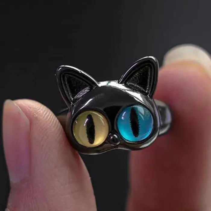 Black Cat Monster Ring Women Acrylic Big Eye Cartoon Couple Jewelry 2026 Trendy Accessory