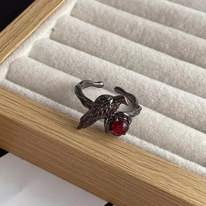 Black Thorn Crown Ring Y2K Punk Adjustable Zircon Statement Gift