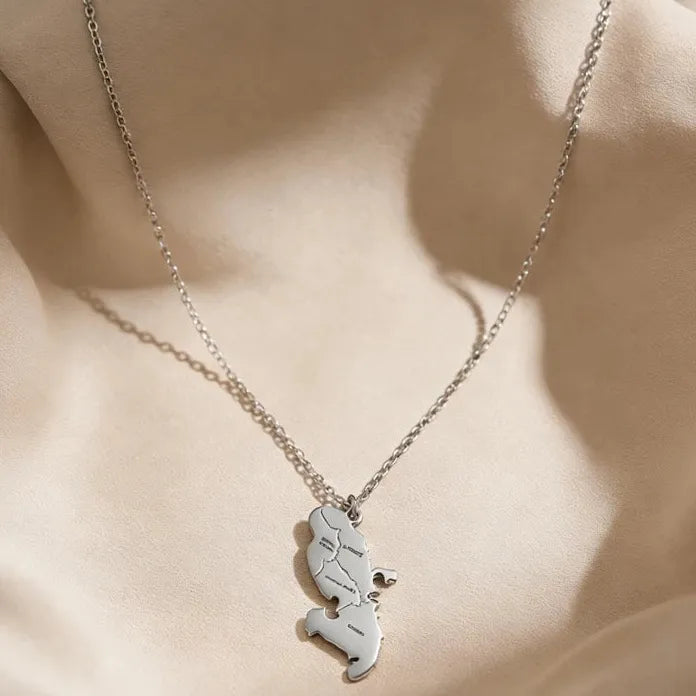 Geometric Stainless Steel Madagascar Pendant Necklace Gift for Women Men