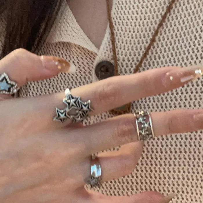 2024 Gothic Star Cocktail Ring Unisex Punk Cross Jewelry Gift