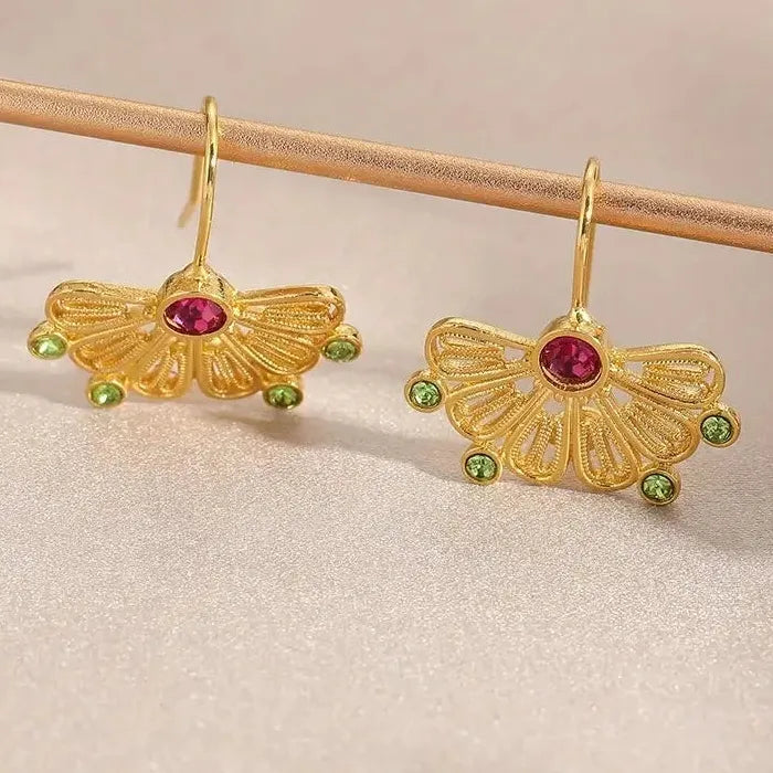 Exquisite Flower Hook Drop Earrings Zinc Alloy Gold Silver Plant Pendant Jewelry