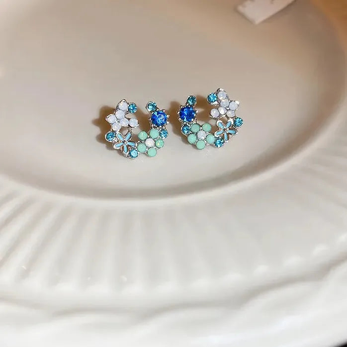 Personalized Heart Stud Earrings for Women Crystal Jewelry Charm Gift