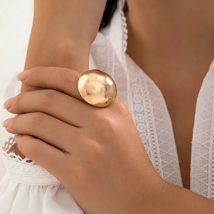 Vintage Gold Metal Adjustable Big Pleated Cuff Ring for Women Party Jewelry
