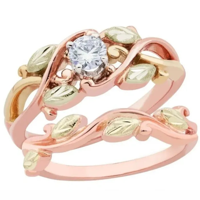 Rose Gold Imitation Zircon Ethnic Bridal Wedding Ring Retro Fashion Jewelry Gift
