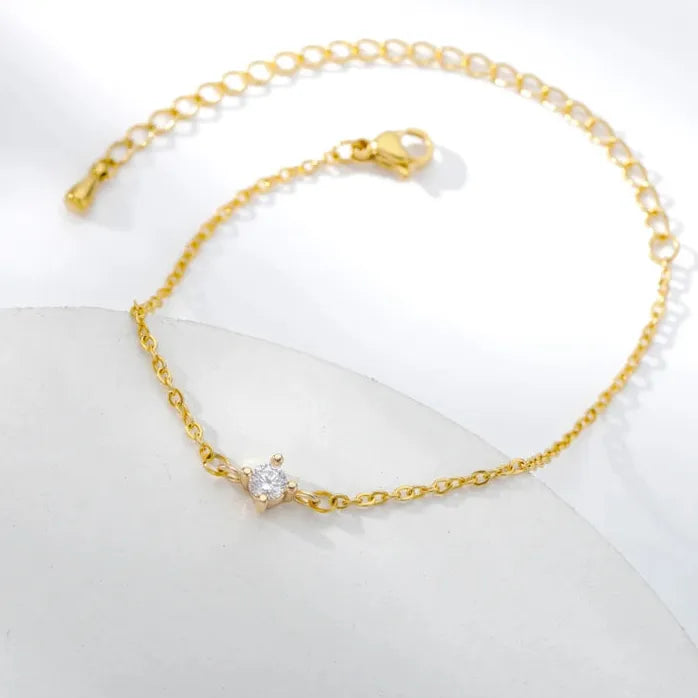 Shining Zircon Stainless Steel Circle Bead Bracelet for Women Men Gift 2026