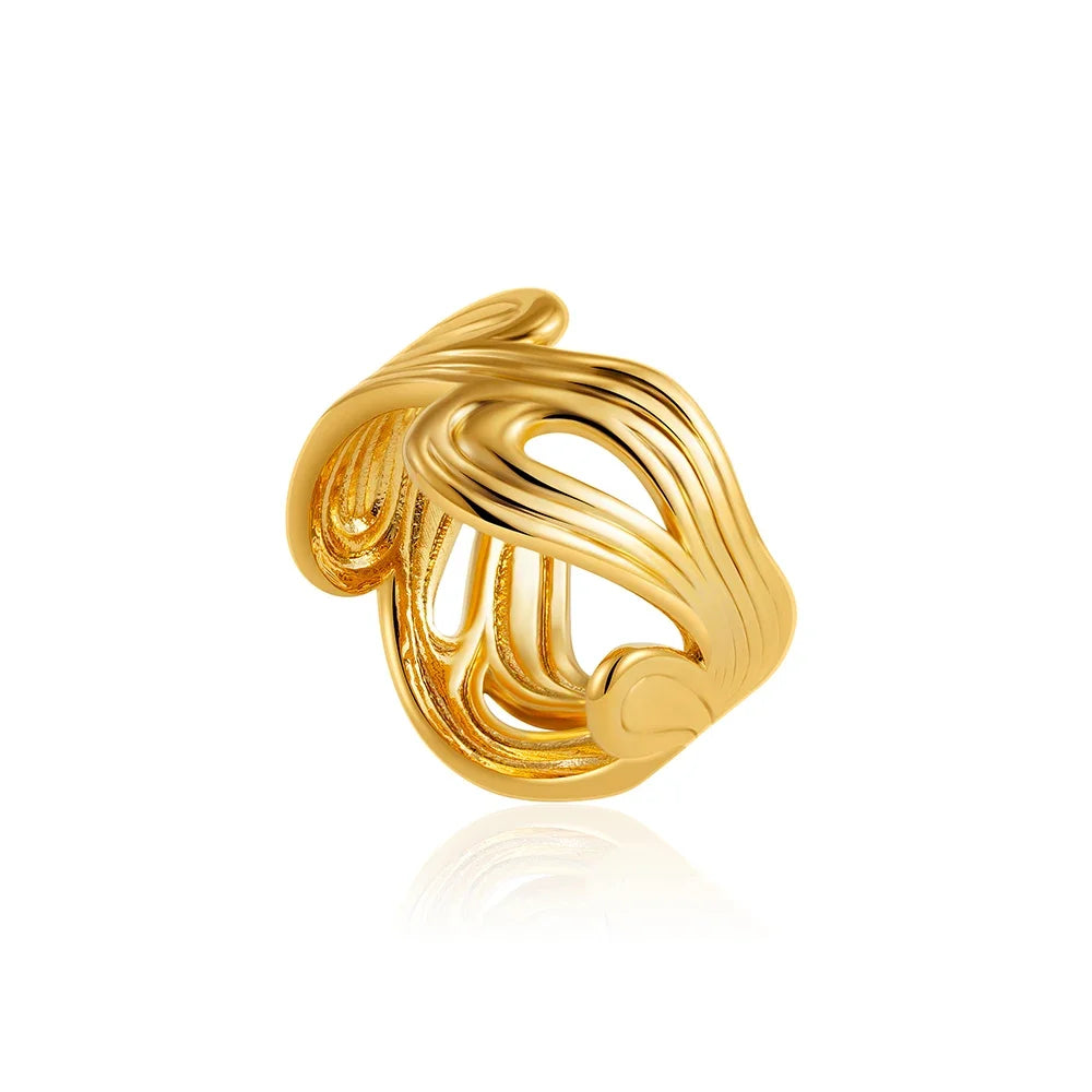 Gold Color Stainless Steel Multi Layer Geometric Ring for Women Wedding Gift 2025