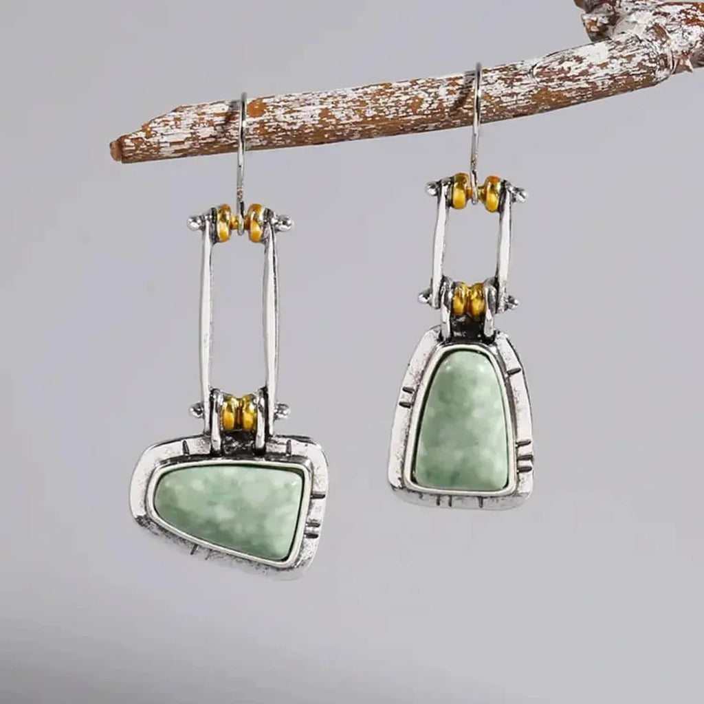 Bohemian Ethnic Faux Turquoise Teardrop Earrings Women Semi-Precious Stone Jewelry