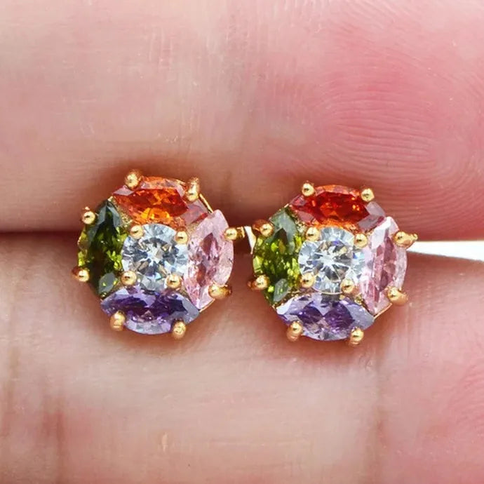Personalized Colored Zircon Women’s Earrings Simple Exquisite Student Jewelry