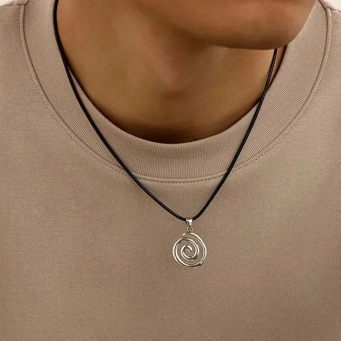Vintage Spiral Vortex Pendant Necklace Women Punk Hip Hop Y2K Jewelry Gift