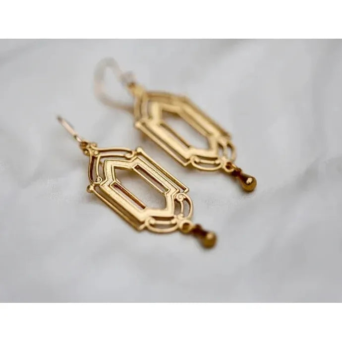 Retro Gold Geometric Square Drop Earrings for Women Zinc Alloy Jewelry
