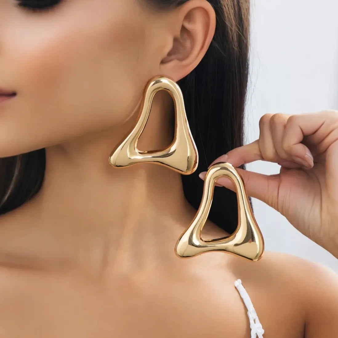 Exaggerated Retro Hollow Triangle Skeleton Drop Earrings Punk Hip-Hop Jewelry
