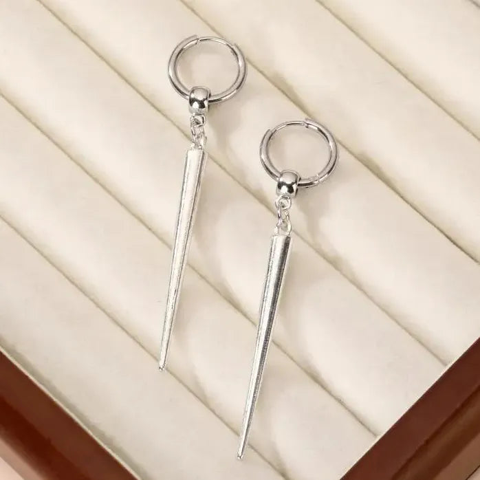 Gothic Cone Drop Earrings for Women Silver Party Jewelry Hip Hop Rock