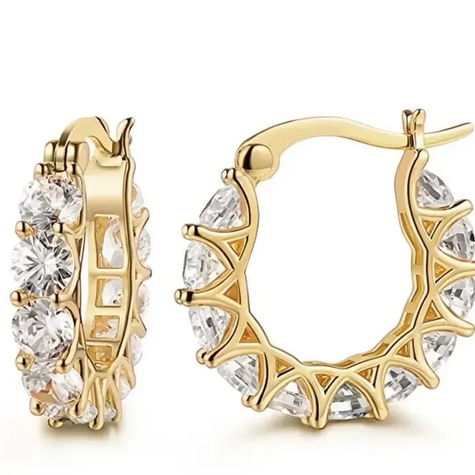 Geometric Cubic Zirconia Hoop Earrings for Women – Stylish Daily & Party